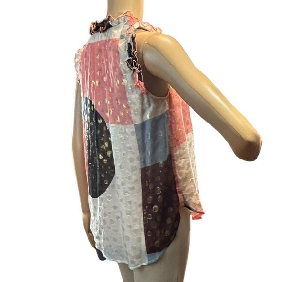 Maeve Fantasia Metallic Clip Dot Blouse Size 0 - Picture 4 of 11